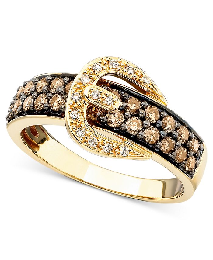 Le Vian Chocolate Diamond (3/4 ct. .) and White Diamond Accent Buckle  Ring in 14k Gold & Reviews - Rings - Jewelry & Watches - Macy's
