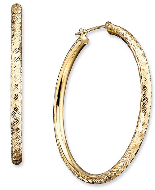 Macy's 14k Gold Diamond-Cut Hoop Earrings & Reviews - Earrings ...