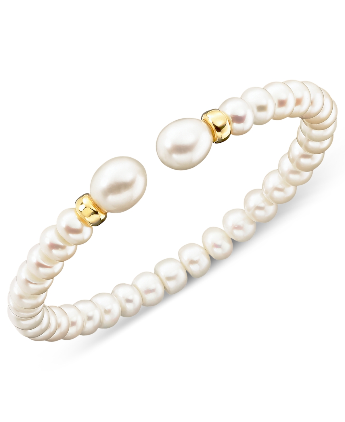 Macy's Cultured Freshwater Pearl (7mm) Rondelle Bracelet In 14k Gold