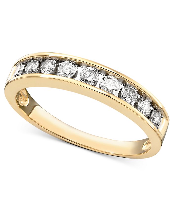 Diamond Channel Ring (1/2 Ct. t.w.) in 14K Yellow or Rose Gold - Yellow Gold
