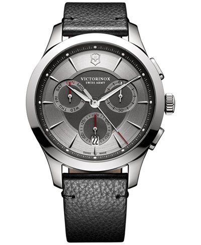 Victorinox Swiss Army Men's Swiss Chronograph Alliance Black Leather Strap Watch 44mm 241748