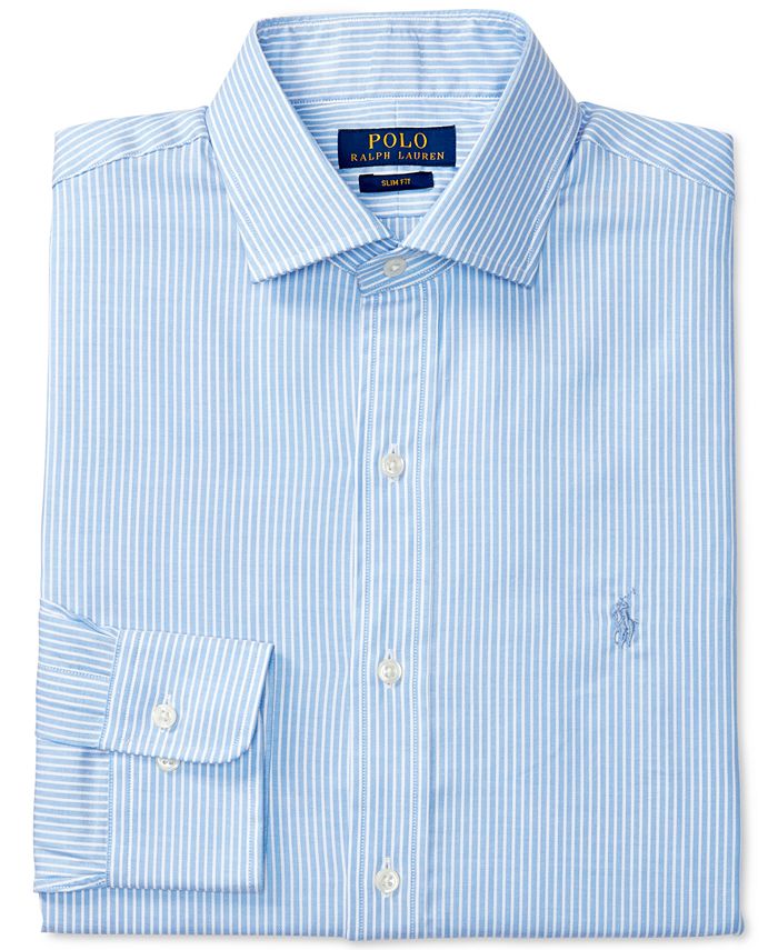 Polo Ralph Lauren Men's Slim-Fit Stretch Blue Striped Dress Shirt - Macy's