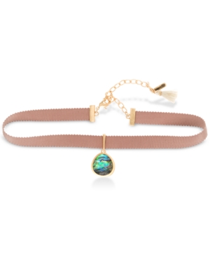 lonna & lilly Gold-Tone Abalone-Look Teardrop Ribbon Choker Necklace