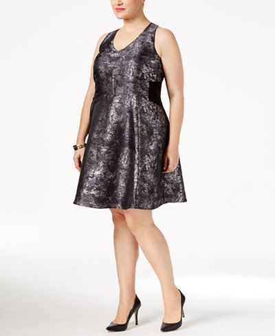 mblm by Tess Holliday Trendy Plus Size Metallic Fit & Flare Dress