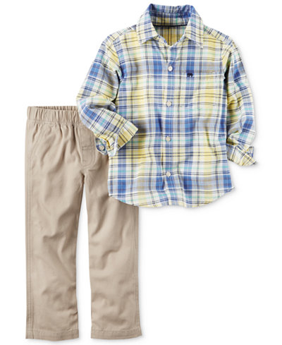 Carter's 2-Pc. Plaid Shirt & Canvas Pants Set, Baby Boys (0-24 months)