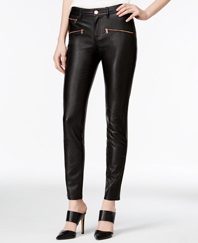 Armani Exchange Faux-Leather Zip-Pocket Pants