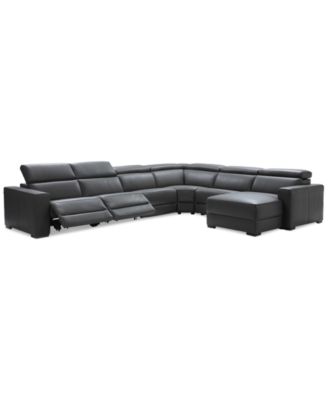 Nevio 6-pc Leather Sectional Sofa with Chaise, 2 Power Recliners and Articulating Headrests, Created for Macy's