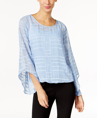 Alfani Burnout Angel-Sleeve Top, Only at Macy's