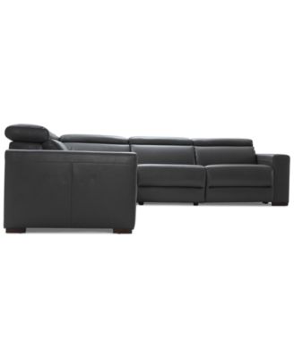 Nevio 6-pc Leather "L" Shaped Sectional Sofa with 2 Power Recliners and Articulating Headrests, Created for Macy's
