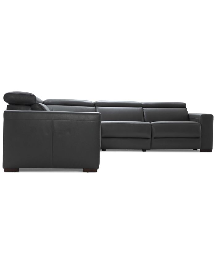 Furniture - Nevio 6-Pc. Leather "L" Shaped Sectional with 2 Power Recliners, Only at Macy's