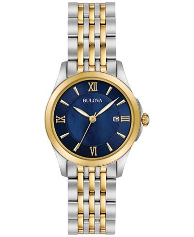 Bulova Women's Dress Two-Tone Stainless Steel Bracelet Watch 27mm 98M124