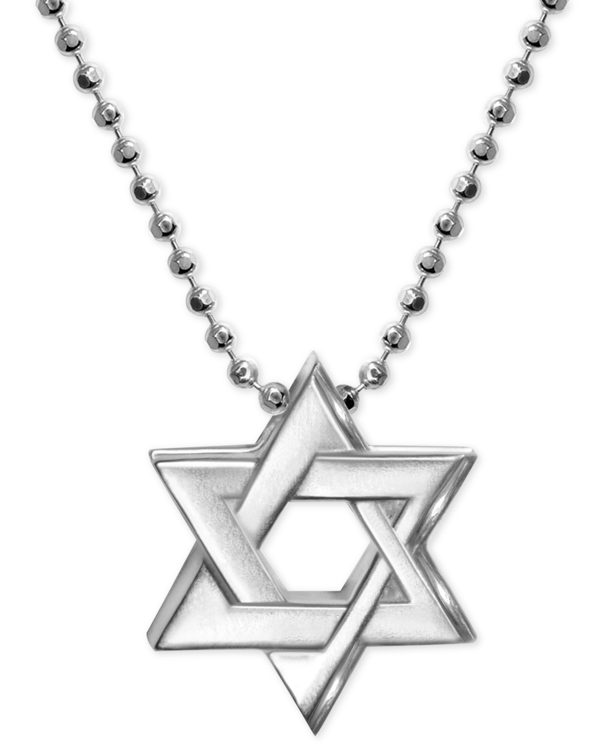 Star of David Beaded Pendant Necklace in Sterling Silver - Silver