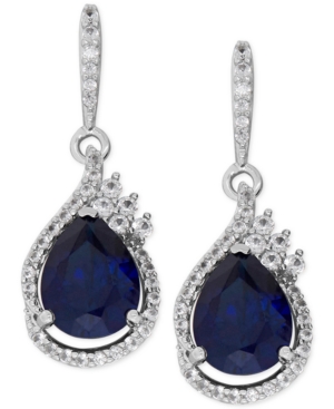 image of Lab-Created Sapphire (4-5/8 ct. t.w.) and White Sapphire (1/2 ct. t.w.) Drop Earrings in Sterling Silver