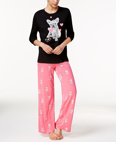 Hue Dog Graphic Top & Doggie Love Printed Pajama Pants Sleep Separates