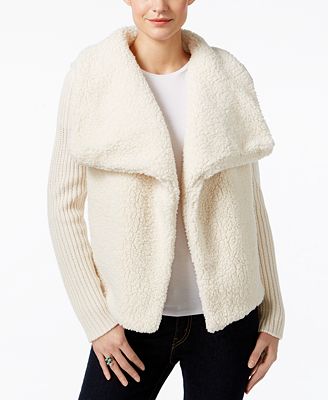 Calvin Klein Jeans Faux-Sherpa Mixed-Media Jacket ...