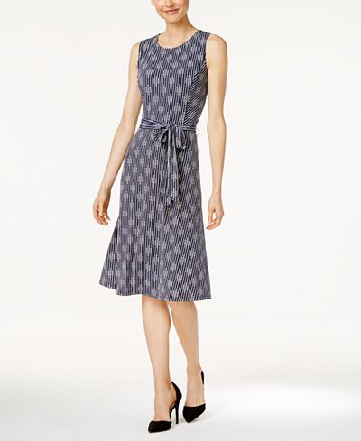 Charter Club Printed Fit & Flare Dress, Only at Macy's