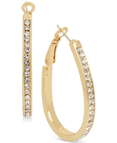 Touch of Silver Gold-Plated Crystal Oval Hoop Earrings