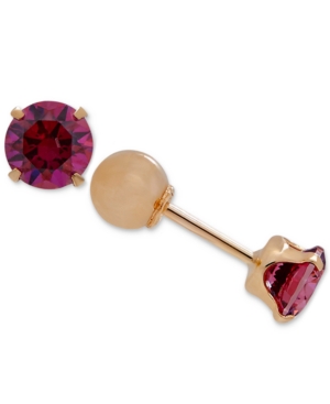 image of Children-s Cubic Zirconia July Birthday Reversible Earrings in 14k Gold