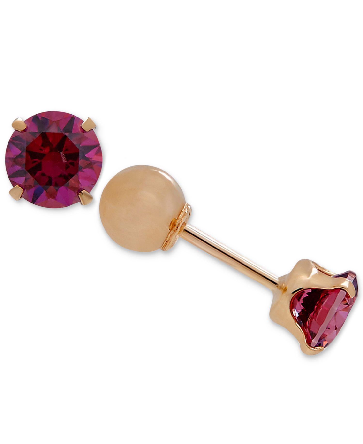 Children's Cubic Zirconia Birthstone Reversible Earrings in 14k Gold