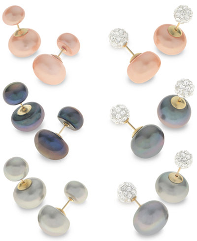 Cultured Freshwater Pearl Front and Back Earring Collection in 14k Gold