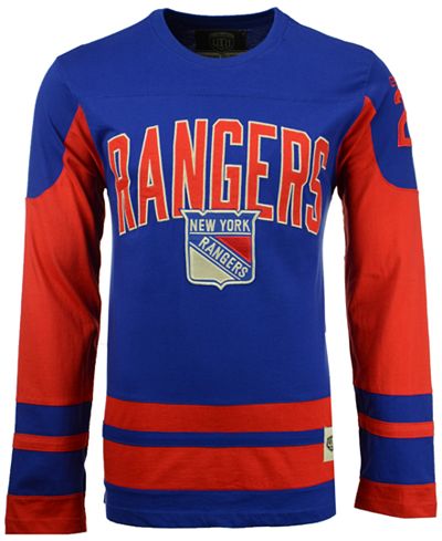 Old Time Hockey Men's New York Rangers Dufferin Hooded Long Sleeve T-Shirt