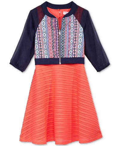 Sweet Heart Rose 2-Pc. Bomber Jacket & Skater Dress Set, Big Girls (7-16)