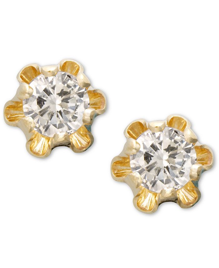 14 Karat Yellow Gold Diamond Stud Earrings 3/8 CT