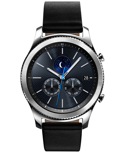 Samsung Men's Gear S3 Classic Smart Watch with 46mm case & Black Leather Strap SM-R770NZSAXAR