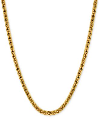 Shop Macy's Polished Square Wheat Chain Necklace Collection In 14k Gold In Yellow Gold