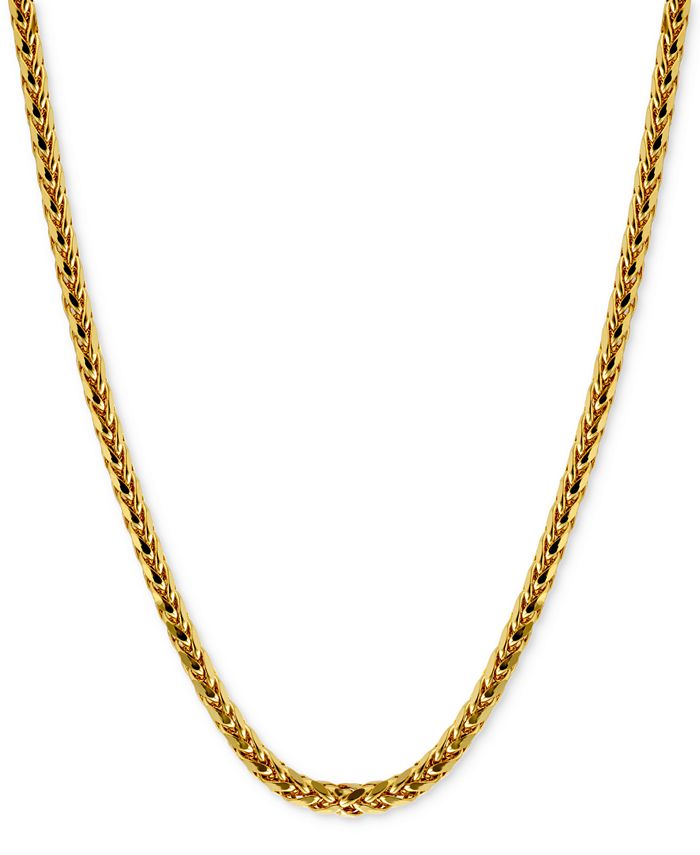 Polished Square Wheat 22 Chain Necklace (3mm) in 14K Gold - Yellow Gold