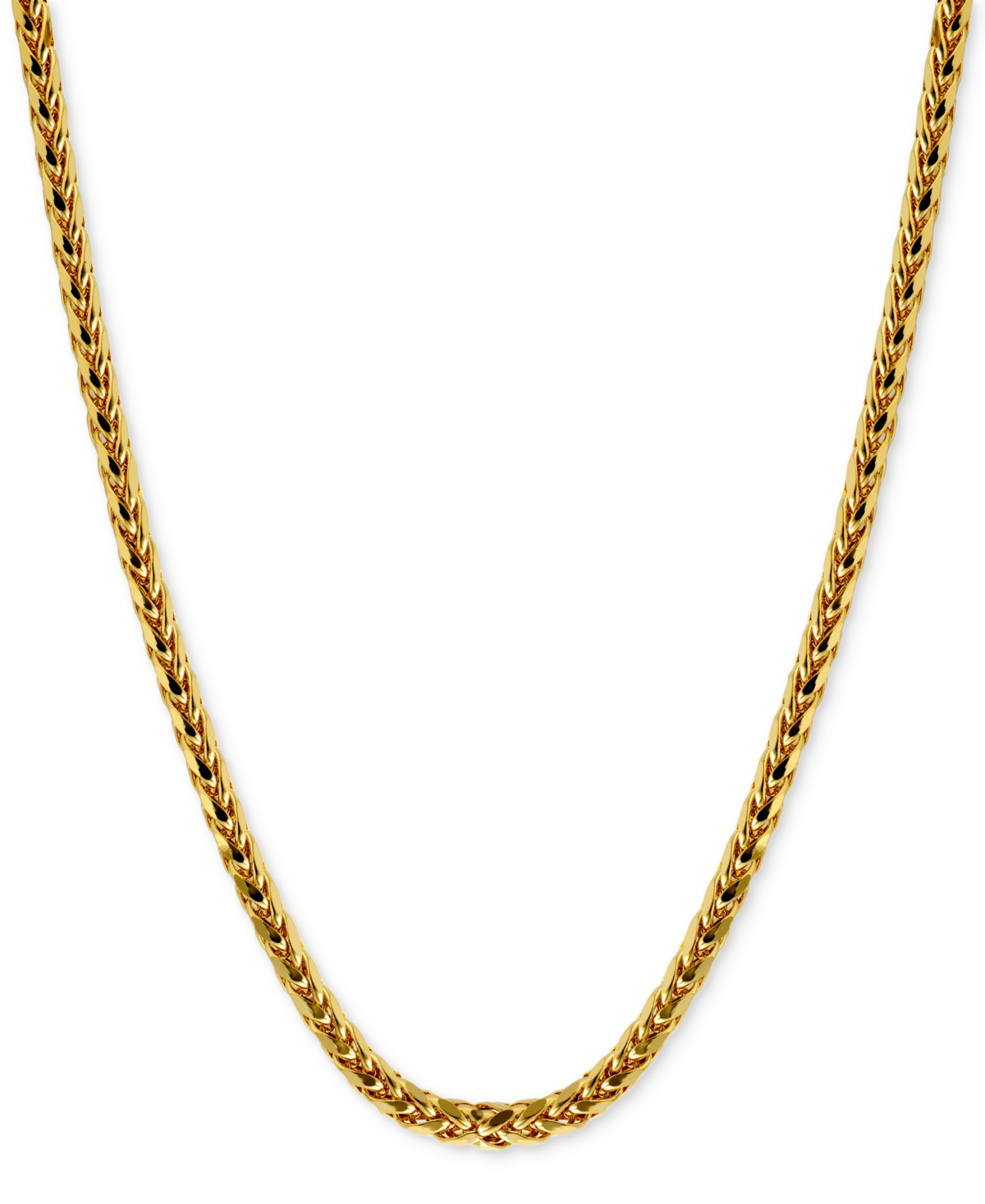Polished Square Wheat 20" Chain Necklace (3mm) in 14k Gold - Yellow Gold