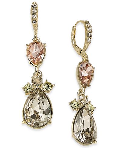 Givenchy Gold-Tone Multi-Stone Crystal Drop Earrings