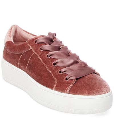 Steve Madden Women's Bertie Velvet Lace-Up Sneakers