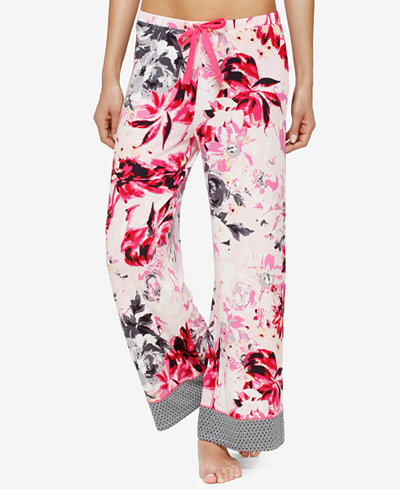 Ellen Tracy Contrast-Cuff Knit Pajama Pants