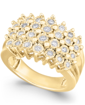 image of Diamond Multi-Row Ring (1/2 ct. t.w.) in Sterling Silver or 14K Gold Over Sterling Silver