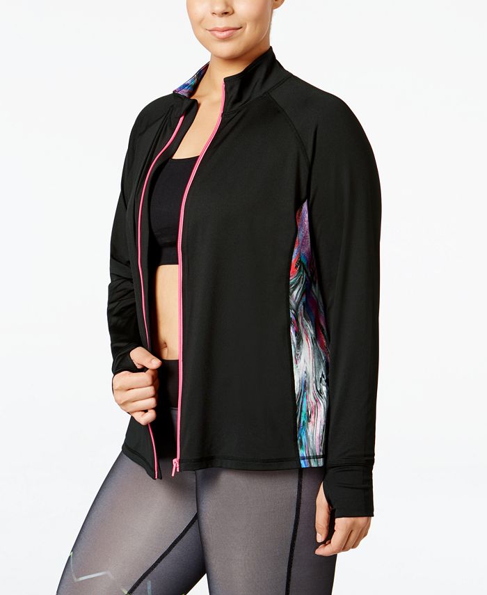 Material Girl Active Plus Size Shine Workout Jacket, Created for Macy's