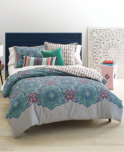 LAST ACT! Whim by Martha Stewart Collection Bohemian Rhapsody Reversible Blue Lagoon Comforter Sets, Only at Macy's
