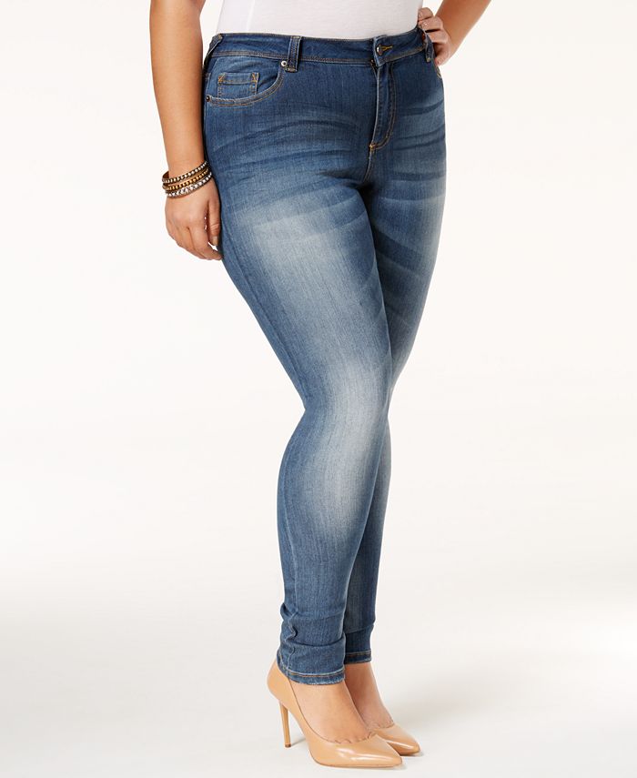 Poetic Justice Trendy Plus Size Meduim Blue Wash Skinny Jeans - Macy's
