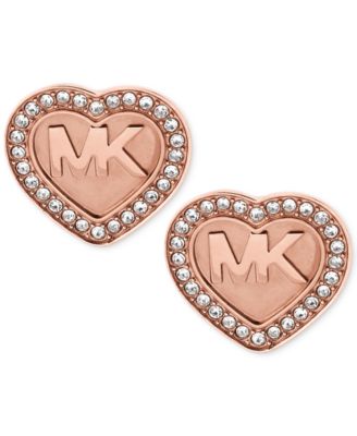 Michael Kors - Logo Heart Pav&eacute; Stud Earrings