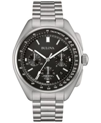 Bulova - Men's Lunar Pilot Chronograph Watch Stainless Steel Bracelet Watch 45mm 96B258