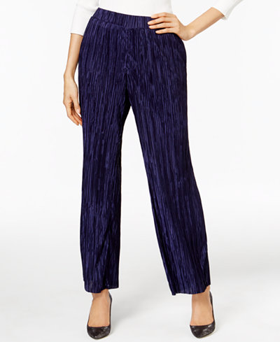 NY Collection Plisse Wide-Leg Pants