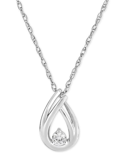 Macy's Diamond Pendant Necklace (1/10 ct. t.w.) in 10k White Gold & Reviews Necklaces