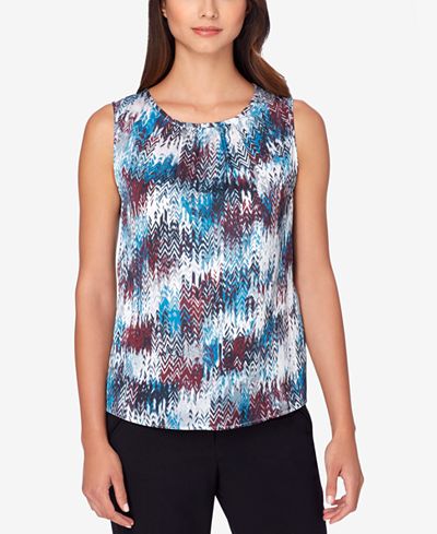 Tahari ASL Printed Charmeuse Top