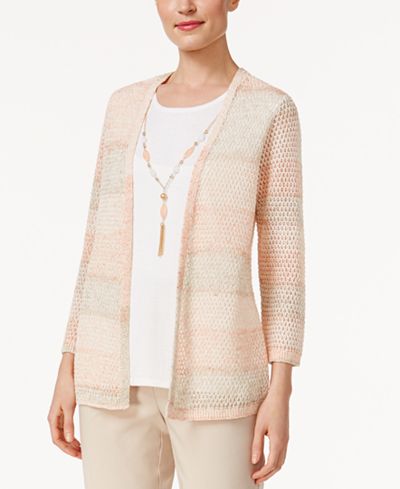 Alfred Dunner Just Peachy Striped Layered-Look Sweater