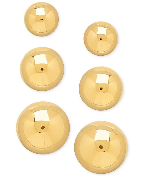 Macy's 3-Pc. Set Graduated Gold Ball Stud Earrings in 14k Gold ...