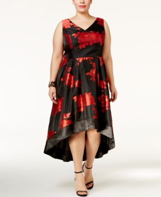 SL Fashions Plus Size Floral High-Low Dress - Macy's