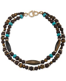 Lauren Ralph Lauren Gold-Tone Multi-Bead and Pavé Layer Necklace