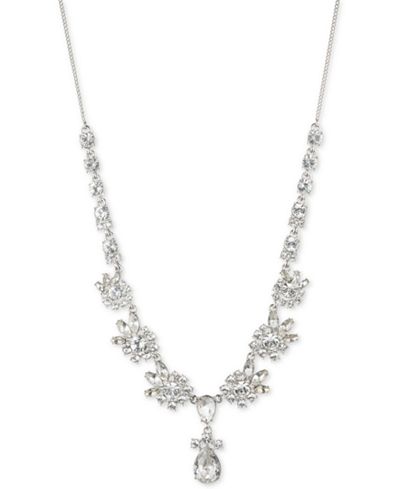 Givenchy Silver-Tone Crystal Cluster Collar Necklace