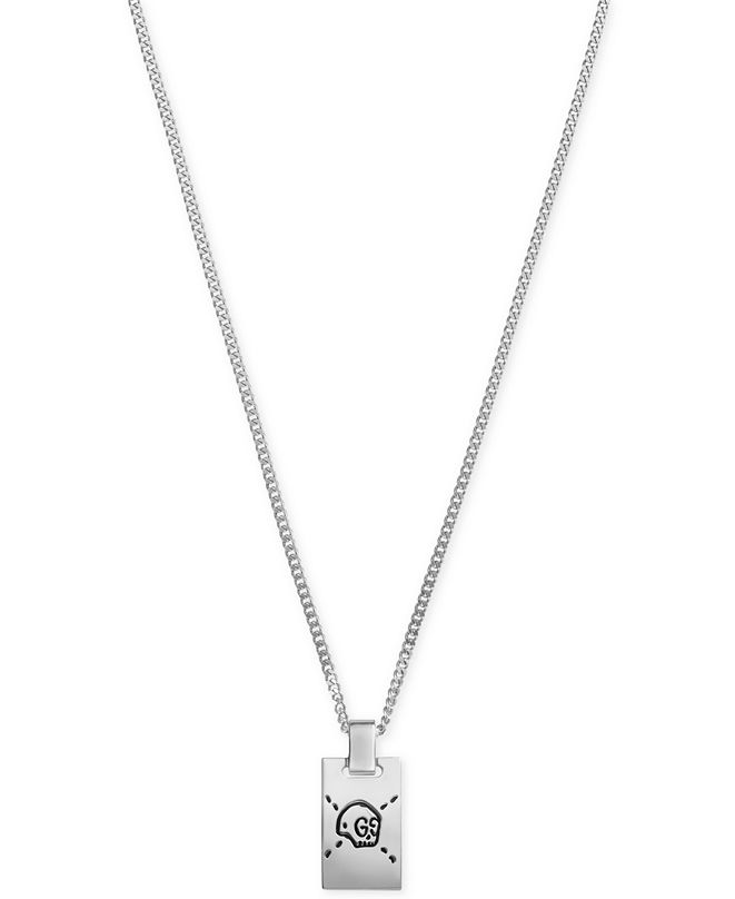 gucci ghost silver long drop pendant necklace