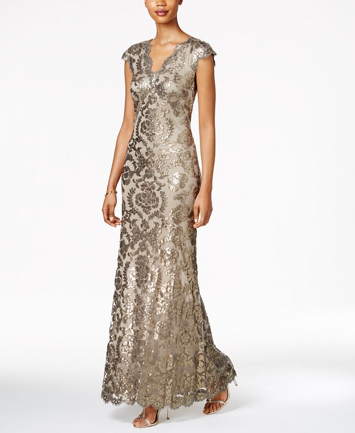 Tadashi Shoji Sequined Lace Gown Macy s